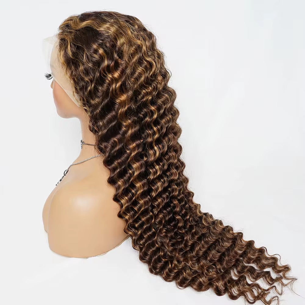 Highlighter Deep Wave Human Hair Lace Frontal