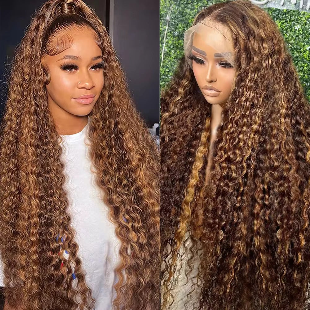Highlighter Deep Wave Human Hair Lace Frontal