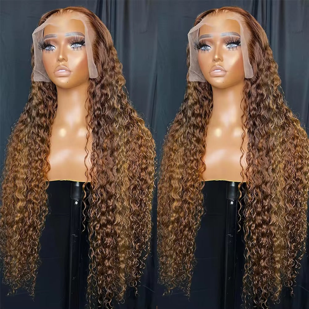 Highlighter Deep Wave Human Hair Lace Frontal